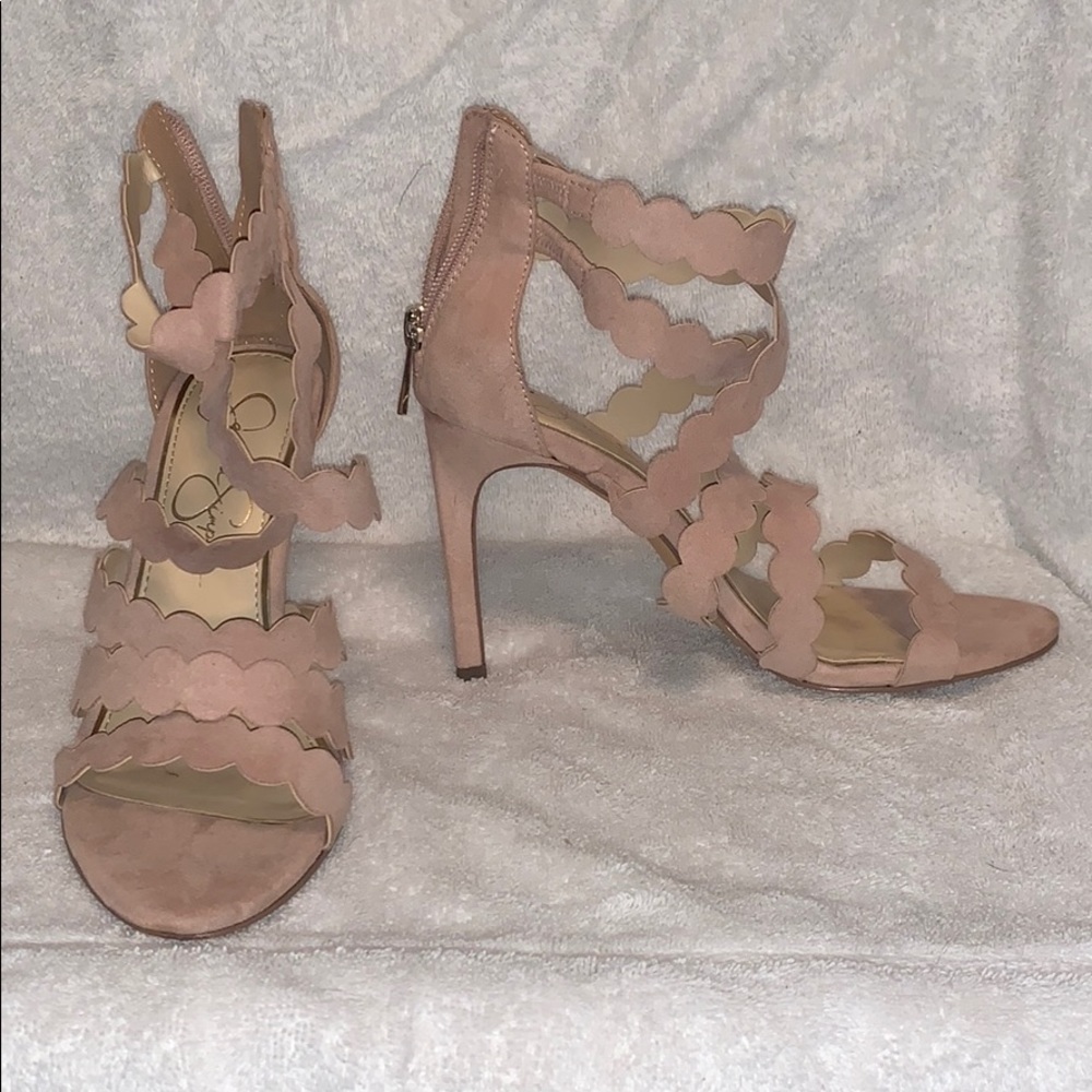 Nude strappy heels